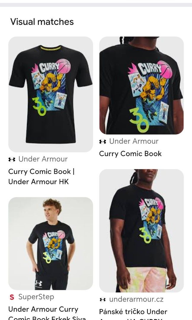 Authentic Under Armour Curry Brand "Comic Book" Graphic Tee (22x29) (Category: Tshirts & Polo Shirts ) located in Pandi. Submitted by thriftcircuit (Listing ID 1466556316, Image 2). Description: 🏀 AUTHENTIC UNDER ARMOUR CURRY BRAND "COMIC BOOK" TEE 🏀 100% Authentic Stephen Curry Brand x Under Armour short-sleeve graphic tee featuring pop-art comic illustrations of Steph shooting, his signature #30, and pink basketball accents. Details: • Brand: