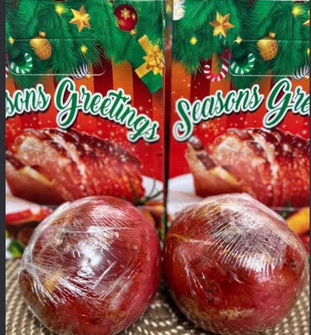 Ball ham (Category: Gift Baskets & Hampers) located in Manila. Submitted by mica_03 (Listing ID 1466878402, Image 1). Description: - Christmas ball ham - ₱230/kilo - deliciously wrapped hams ready to serve - Comes with matching Season's Greetings carrier bags.
