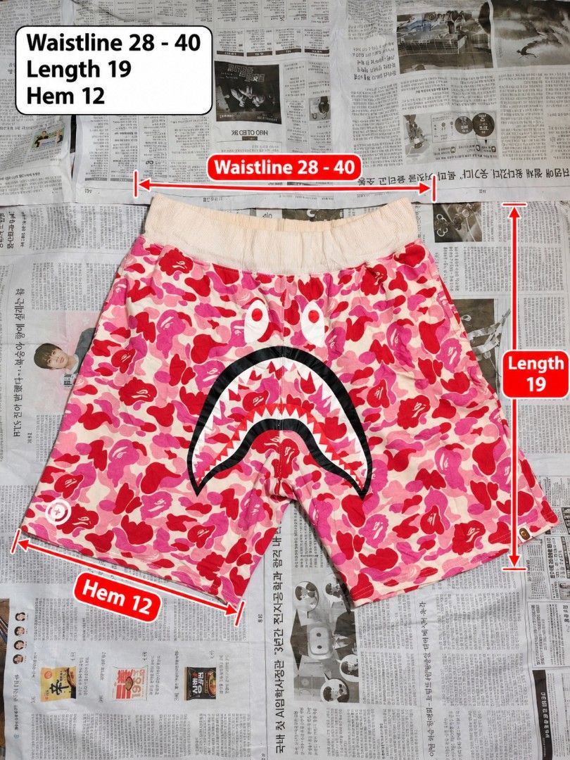 BAPE SHORT PINK CAMOUFLAGE (Category: Shorts) located in Roxas. Submitted by mlvthrift (Listing ID 1466890639, Image 1). Description: issue minimal hairline only.
