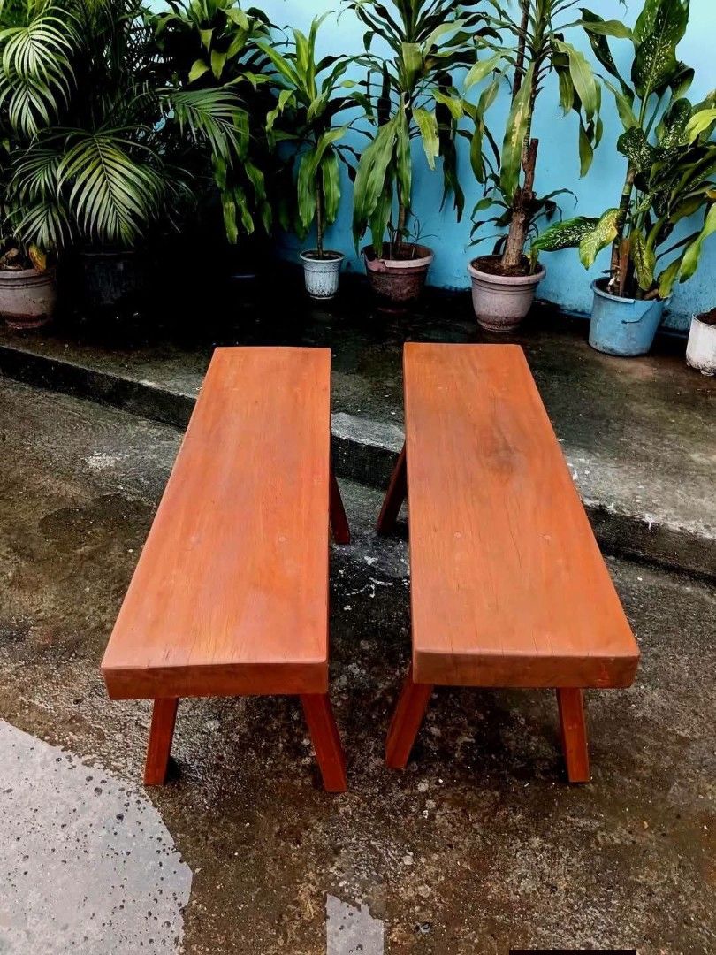 Bench (Category: Chairs) located in Meycauayan. Submitted by marygracecasimiro (Listing ID 1466775523, Image 3). Description: 2 Seater Old Bench (Bangko) made of very thick Yakal Wood. Restored and revarnished. Ready to use. Get it for only P3,000 each. Size L41 x W11 x H18 x Thickness 2 all in inches🧡 Available 8pcs.