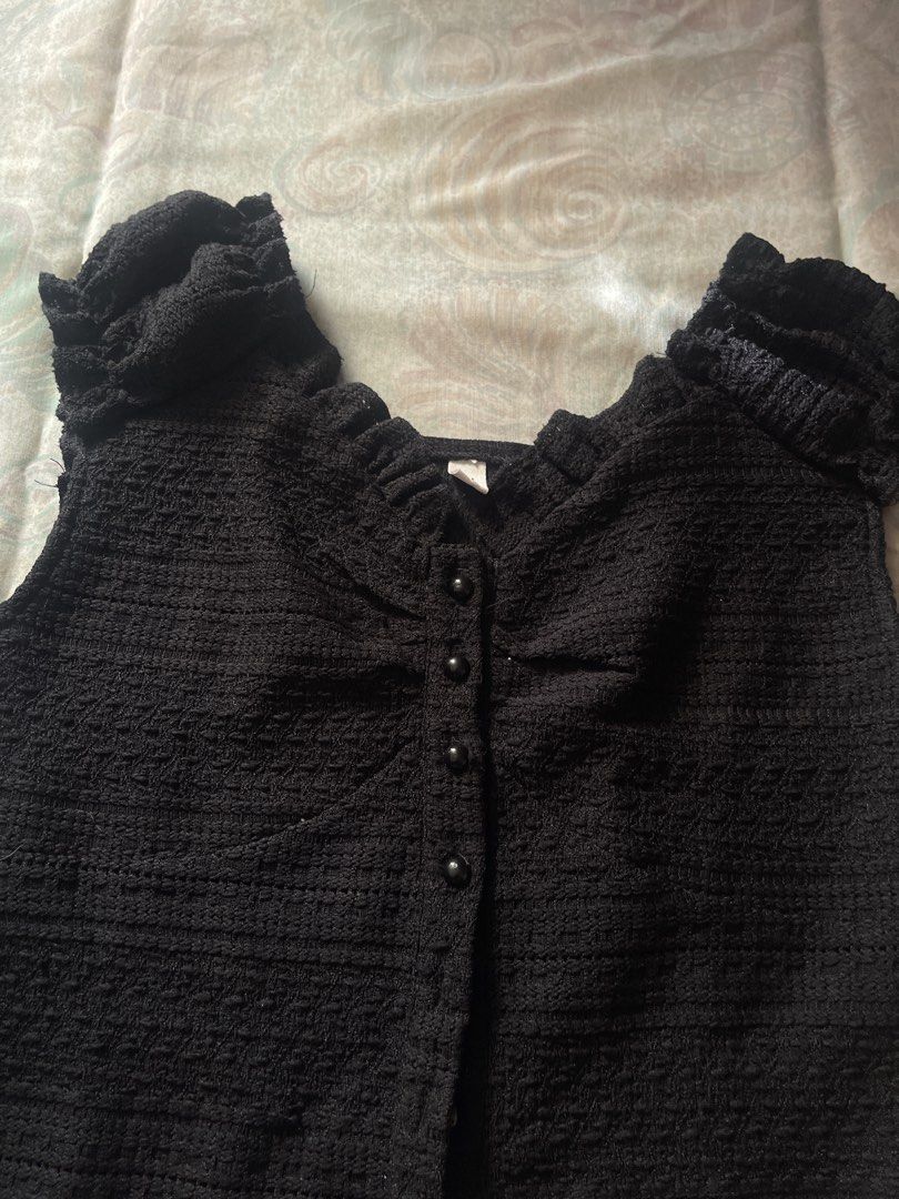 Black babydoll buttondown top (Category: Others Tops) located in Manila. Submitted by staerinight (Listing ID 1466839643, Image 3). Description: Never used Bought in Thailand Xs-med.