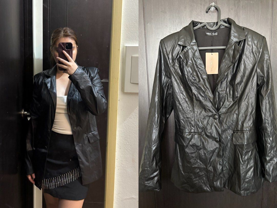 Black Faux Leather Blazer Jacket (Category: Coats, Jackets and Outerwear) located in Legazpi City. Submitted by chloebetorio (Listing ID 1466920984, Image 1). Description: .