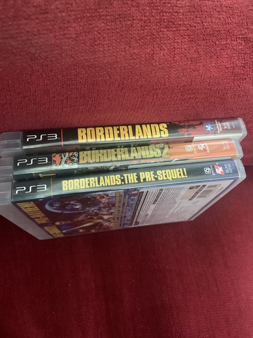 Borderlands Trilogy PS3 Games Set (Category: PlayStation) located in Makati City. Submitted by emenem.m (Listing ID 1466815118, Image 1). Description: - Platform: PlayStation 3 (PS3) - Games included: Borderlands, Borderlands 2, and Borderlands The Pre-Sequel - Condition: Cases and spines are intact and in great shape - Gameplay: Excellent first-person shooter action, great for solo or co-op sessions - Value: Complete 3-game bundle in one purchas