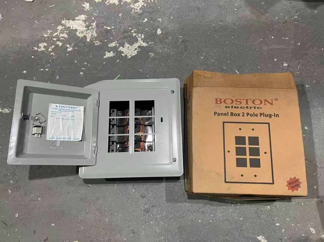 BOSTON ELECTRIC PANEL BOX 2 POLE PLUG IN (Category: Looking For) located in Paranaque City. Submitted by pilipinashop (Listing ID 1466864211, Image 1). Description: Brand new 4 branches (3x3) - 950 6 branches (4x4) - 1,100 8 branches (5x5) - 1,300 Description: Panel Box Flush Type Suitable for 2 Pole Plug in Breakers Plug-in breaker Highly durable for long lasting use Body and cover are made of powder-coated thick metal sheets to prevent corrosio