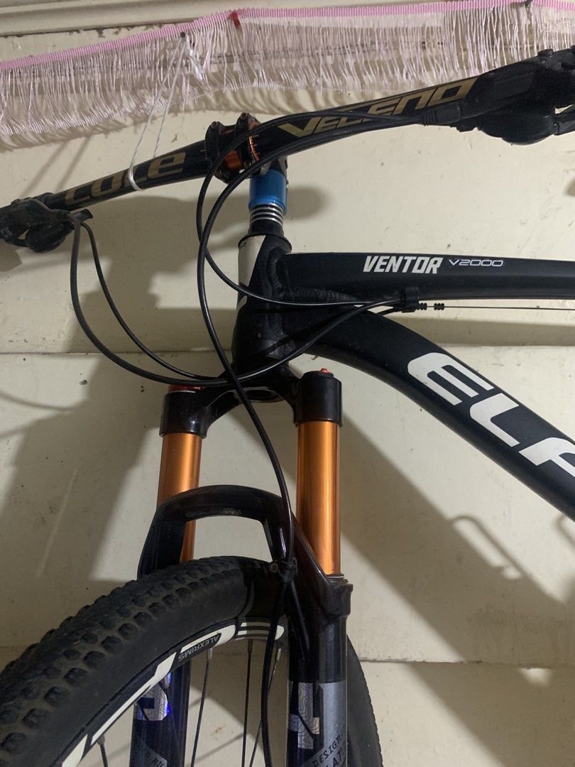 Brand & Model: ELFAMA Ventor V2000 (mountain bike / hardtail) (Category: Bicycles) located in Malolos. Submitted by rubyche88 (Listing ID 1460445821, Image 2). Description: Brand & Model: ELFAMA Ventor V2000 (mountain bike / hardtail) Front Fork / Suspension: BOLANY air suspension fork (orange stanchions) Braking System: Hydraulic disc brakes front and rear Drivetrain: 1x drivetrain setup with a single chainring in front, a rear derailleur, and a