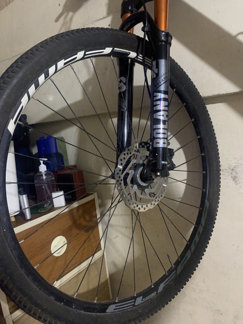 Brand & Model: ELFAMA Ventor V2000 (mountain bike / hardtail) (Category: Bicycles) located in Malolos. Submitted by rubyche88 (Listing ID 1460445821, Image 3). Description: Brand & Model: ELFAMA Ventor V2000 (mountain bike / hardtail) Front Fork / Suspension: BOLANY air suspension fork (orange stanchions) Braking System: Hydraulic disc brakes front and rear Drivetrain: 1x drivetrain setup with a single chainring in front, a rear derailleur, and a