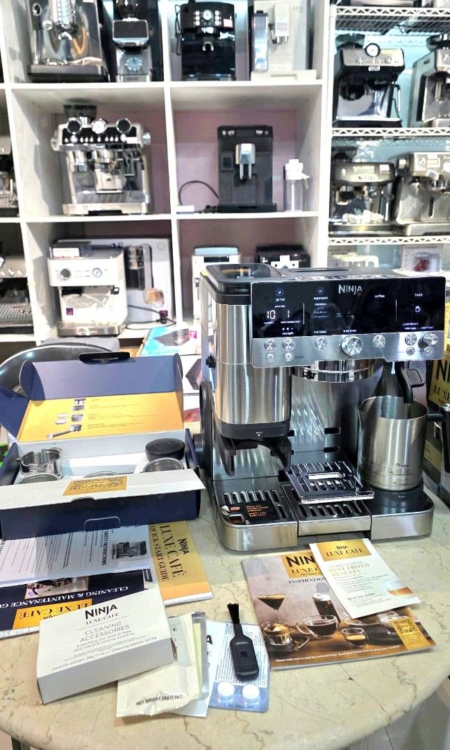 BRAND NEW NINJA HOT & COLD ESPRESSO MACHINE (Category: Coffee Machines & Makers) located in Bulacan. Submitted by iamvanillapeach (Listing ID 1466887424, Image 1). Description: Ninja Luxe Cafe Premier Series with Rapid Cold Brew (Automatic & Manual Frothing | Hot & Cold Espresso Machine) — ₱43,000 only Brandnew; Display Unit Only; Open for Testing 📍Pulilan, Bulacan.