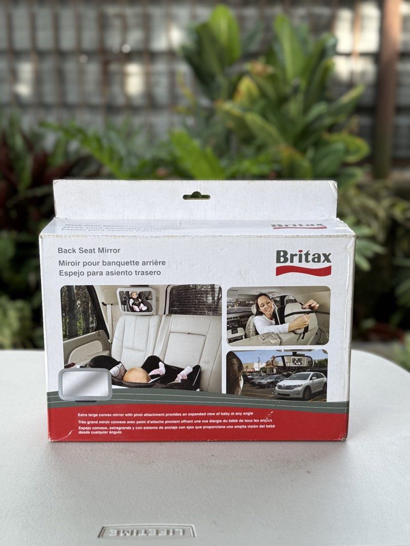 Britax Back Seat Mirror (Category: Car Seats) located in Paranaque City. Submitted by jenninahjo (Listing ID 1466876643, Image 1). Description: - Brand: Britax - Size: Extra large convex mirror for clear rear-seat views - Feature: Adjustable pivot attachment for the perfect viewing angle - Safety: Keeps your baby in view while driving - Inclusion: Comes with original box.
