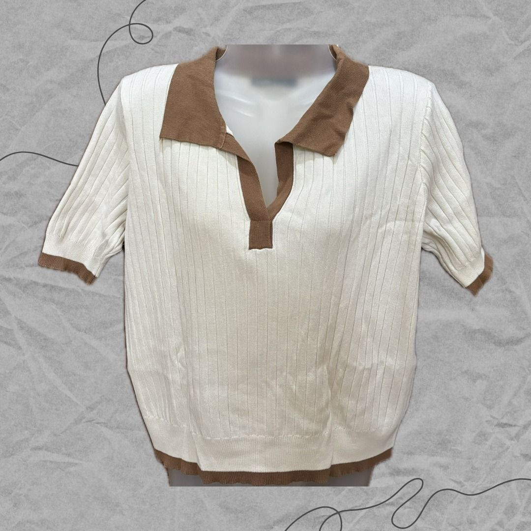 Brown and Cream Polo Top (Category: Shirts) located in Manila. Submitted by lovedbydeviii (Listing ID 1466848553, Image 1). Description: Brown and Cream Polo Top 🧵Php 120 👗Size: XL 👗Used but in very good condition * note that color may slightly vary due to lighting .