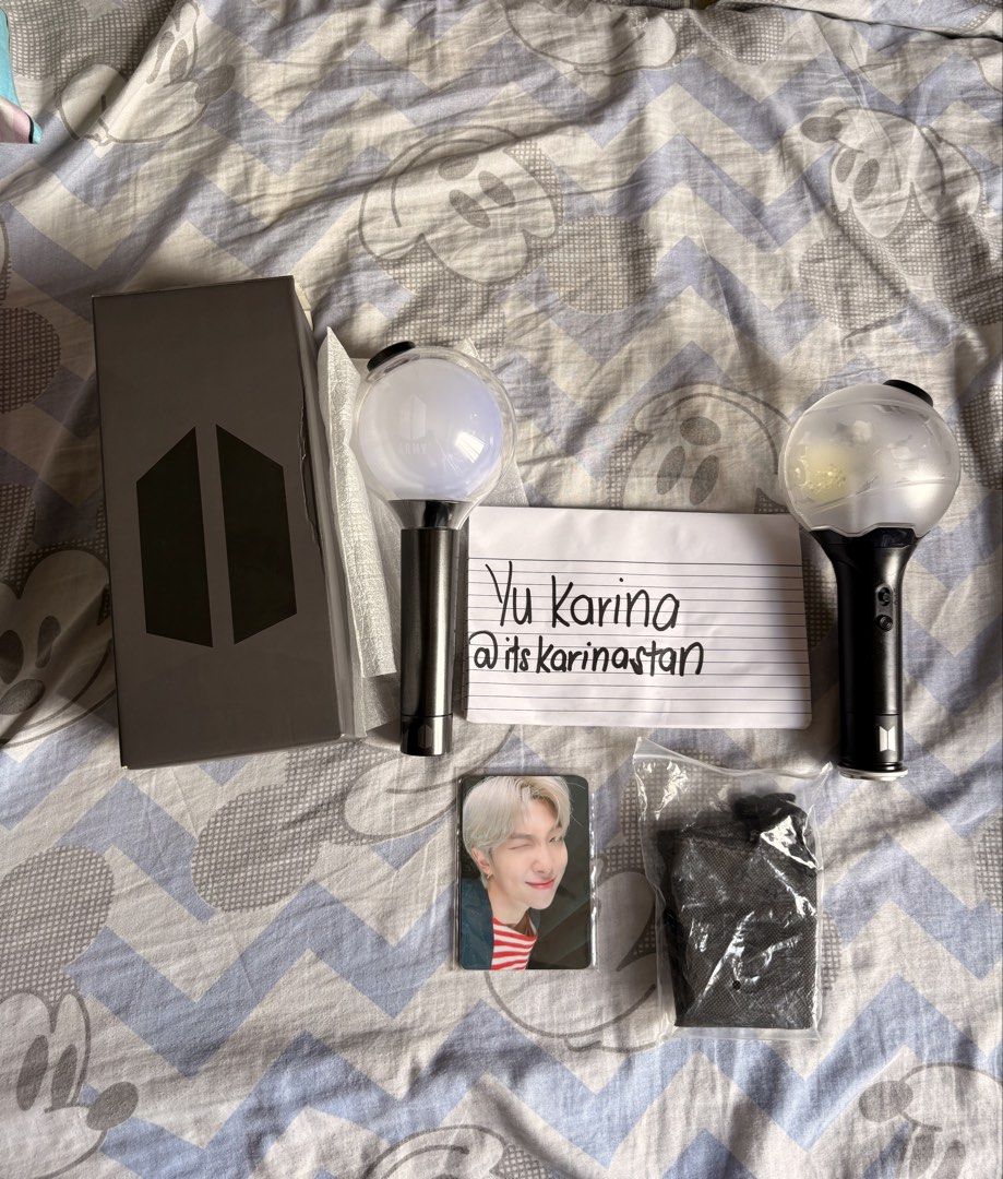 BTS LIGHTSTICK VERSION 3 and SPECIAL EDITION (set) (Category: K-Wave Merchandise) located in Manila. Submitted by itskarinastan_ (Listing ID 1466790701, Image 1). Description: BTS Lightstick Version 3 and MOTS SE GET ALL FOR ₱500 SET (STRICTLY SELLING AS SET) 💜 VERSION 3 INCLUSION - LIGHTSTICK ONLY no box, no wrist strap, and no photocards 💜 MOTS SE INCLUSIONS - BOX - LIGHTSTICK - COMPLETE SET OF PHOTOCARDS - WRIST STRAP - MANUAL (FREE BATTERIE