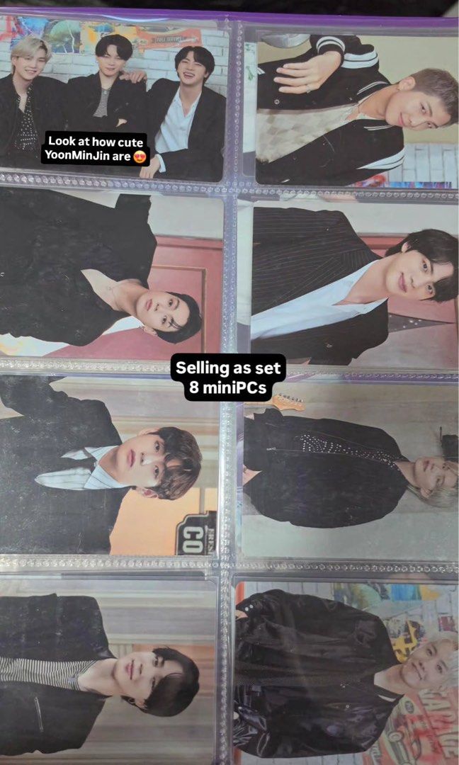 BTS PTD Mini Photocards Set of 8 (Category: K-Wave Merchandise) located in Pasig City. Submitted by abibee (Listing ID 1466909025, Image 1). Description: - Official BTS Permission to Dance MiniPCs Complete Set 8 pcs - RM, Jin, SUGA, j-hope, Jimin, V, Jungkook.