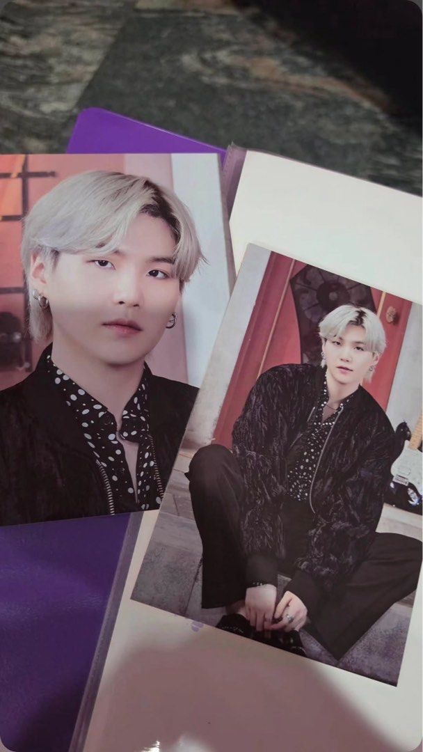 BTS Suga PTD postcard set (Category: K-Wave Merchandise) located in Pasig City. Submitted by abibee (Listing ID 1466911030, Image 1). Description: - Set of 2 BTS Suga Yoongi Permission to Dance postcards - thick.
