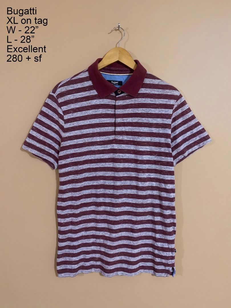 Bugatti Striped Polo Shirt (Category: Tshirts & Polo Shirts ) located in Cadiz. Submitted by thespotcdz (Listing ID 1466829133, Image 1). Description: XL on tag Width 22" Length 28" Excellent condition.