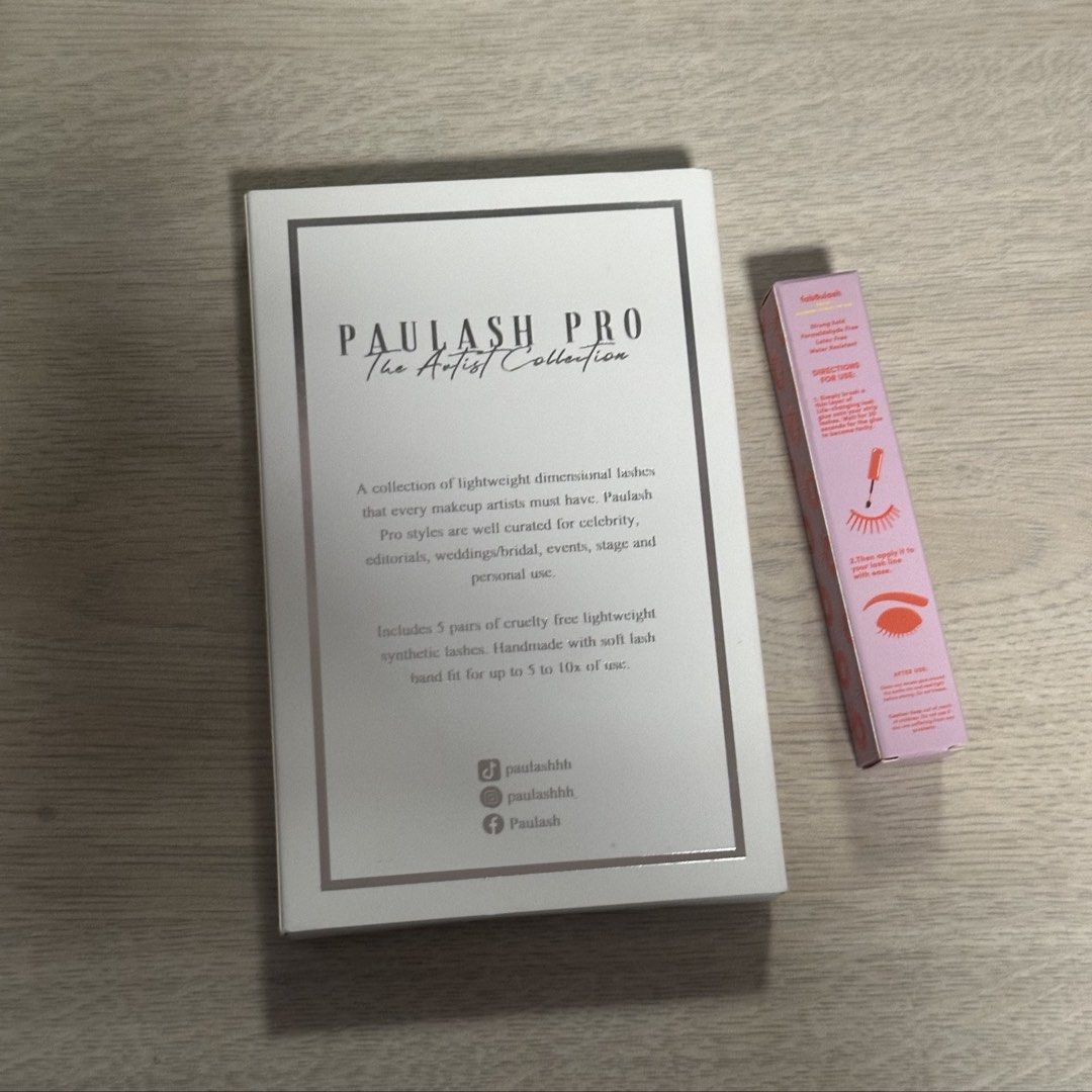 BUNDLE: Paulash Pro False Eyelashes (PRO-M06) & Faboulash Super Glue (Category: Makeup) located in Quezon City. Submitted by gg.finds (Listing ID 1466929010, Image 2). Description: - brand new, never used. orig price is 399. selling for 300 - reusable, natural looking, easy to use (not self-adhesive, need to apply glue) - FREE Faboulash Super Glue - rfs: dont usually wear falsies.