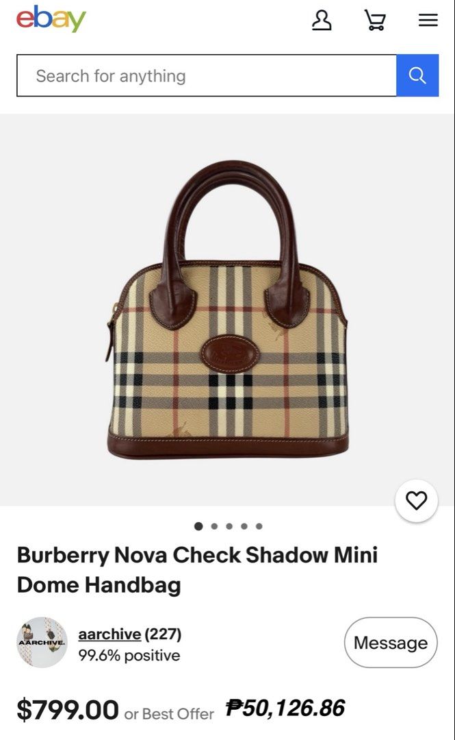 BURBERRYS Nova Check Shadow Mini Dome Handbag (Category: Luxury Bags & Wallets) located in Bauang. Submitted by thriftypockets92 (Listing ID 1466784865, Image 3). Description: Replaced chain sling.