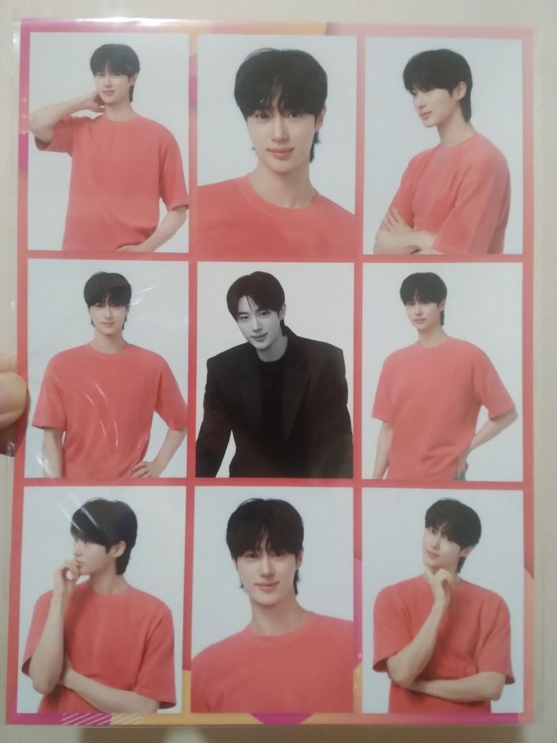 Byeon Woo Seok Dunkin Photocard Set (Category: K-Wave Merchandise) located in Davao. Submitted by juliboydiaz (Listing ID 1466831653, Image 2). Description: - Official Byeon Woo Seok photocard set from Dunkin - Brand new and comes inside original sealed packaging - Features custom branding and signature graphic on the back - Includes 9 individual portrait photos in coral shirt and black suit outfits - Free clear protective sleeve included for saf