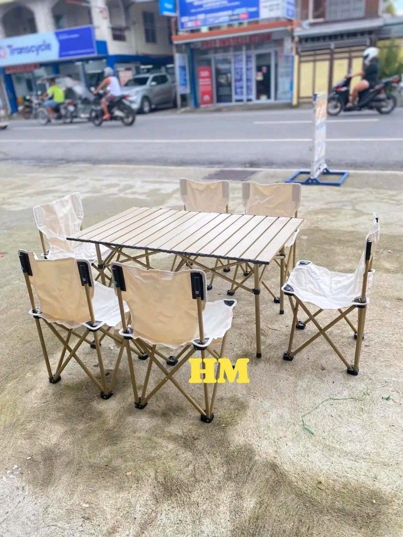 Camping set (Category: Hiking & Camping) located in Manila. Submitted by saguittarian06 (Listing ID 1466910097, Image 2). Description: Camping chair set with table (6pcs chair ) 1650 only! Rs.