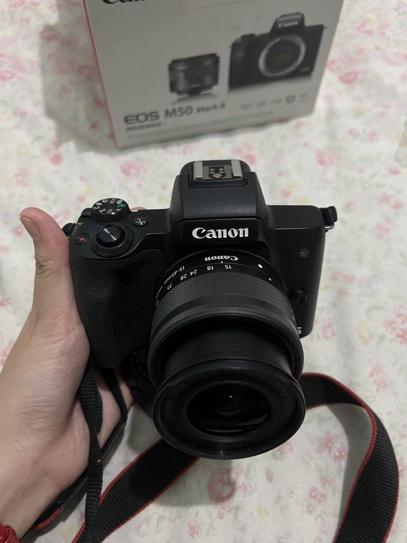 Canon EOS M50 Mark II Mirrorless Camera Kit (Category: Cameras) located in Manila. Submitted by mijareszophia8 (Listing ID 1466923070, Image 2). Description: ★ Canon EOS M50 Mark II 📸 ╰─➤ ₱32,999 FIXED! ✨ ✨ COMPLETE SET • READY TO USE ✨ 📸 Condition: • No issues • Can pass as brand new! 🤍✨ 📦 Inclusions: • Z Clicks Paper Bag • Lanyard • Wipes • Stickers • Review Cards • Calling Cards • Canon EOS M50 Mark II Unit • Kit Lens • Original Battery • 