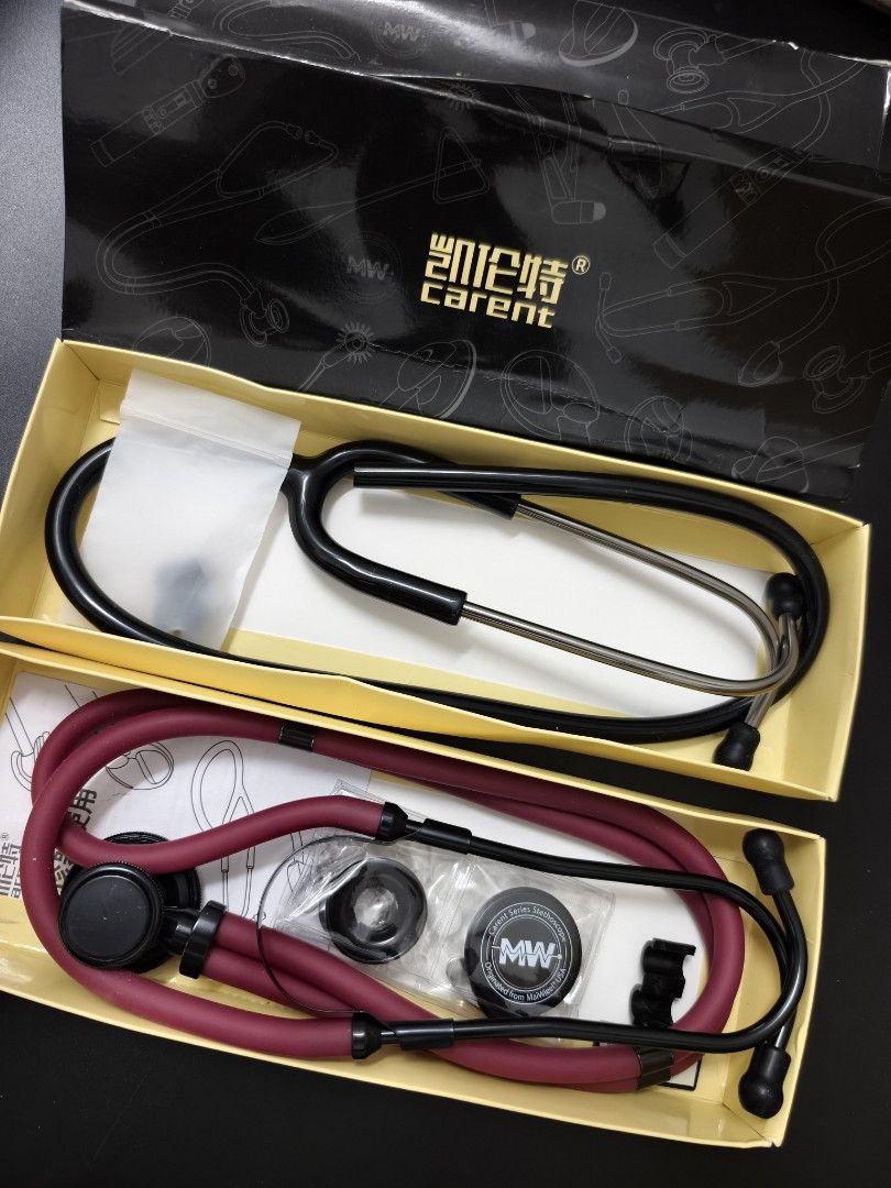 Carent Stethoscope MaWheel USA Carent Series (Category: Medical Supplies & Tools) located in Angeles City. Submitted by measaliman02351 (Listing ID 1466855039, Image 1). Description: - Brand: MaWheel USA (Carent Series) - Condition: Brand new, unused in original packaging - Colors available: Classic black and deep burgundy - Inclusions: Original box, extra eartips, diaphragm parts, and instruction manual - Ideal for: Nursing students, doctors, an
