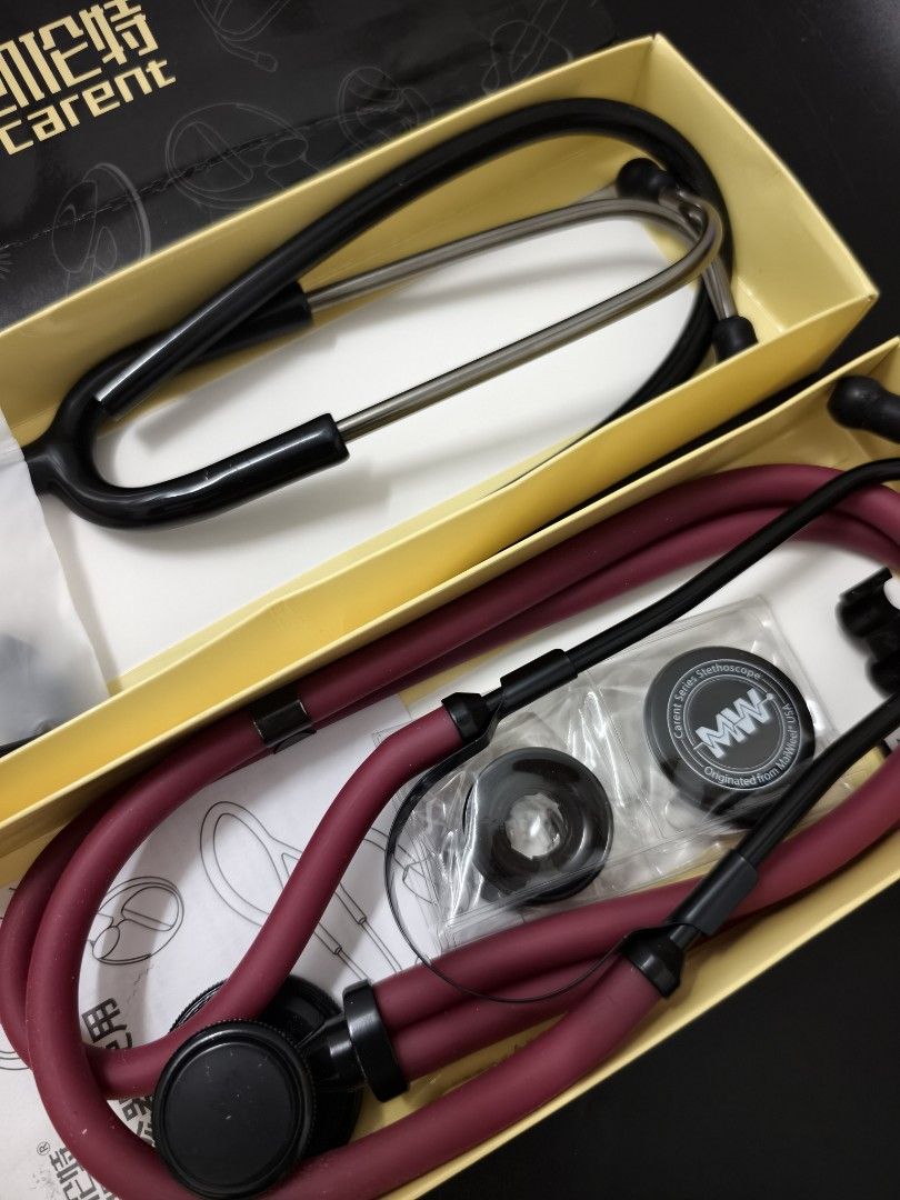 Carent Stethoscope MaWheel USA Carent Series (Category: Medical Supplies & Tools) located in Angeles City. Submitted by measaliman02351 (Listing ID 1466855039, Image 2). Description: - Brand: MaWheel USA (Carent Series) - Condition: Brand new, unused in original packaging - Colors available: Classic black and deep burgundy - Inclusions: Original box, extra eartips, diaphragm parts, and instruction manual - Ideal for: Nursing students, doctors, an