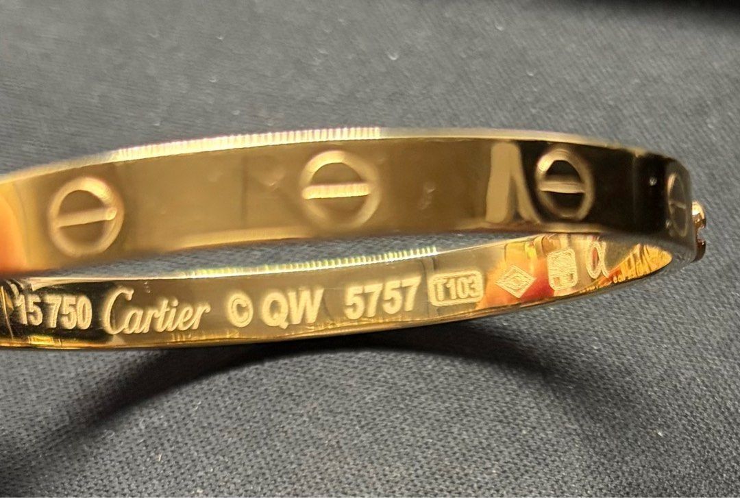 Cartier Love Bangle YG 18k Size 15 (Category: Body Jewelry) located in Quezon City. Submitted by beckyshop2024 (Listing ID 1466930170, Image 3). Description: - Used twice - 9.06g - From Qatar.