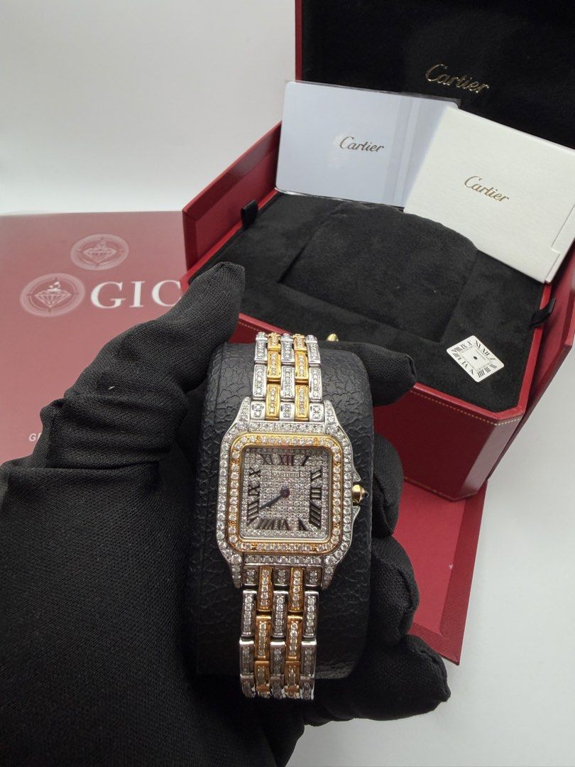 Cartier Panthere Medium Two Tone Gold W2PN0007 (Category: Luxury Watches) located in Manila. Submitted by kevmarfil (Listing ID 1466951685, Image 2). Description: ✨ ICED OUT CARTIER PANTHÈRE MEDIUM — TWO-TONE GOLD PLATED ✨ Reference: W2PN0007 💎 Natural Diamonds 📜 Original GIC Lab Gem Certificate 🔐 Diamond Dial with extra plain dial ⌚ Original Cartier Panthère Movement ✨ HK Setting Case & Bracelet 📲 Cartier Care Card with QR 📖 Complete Manual