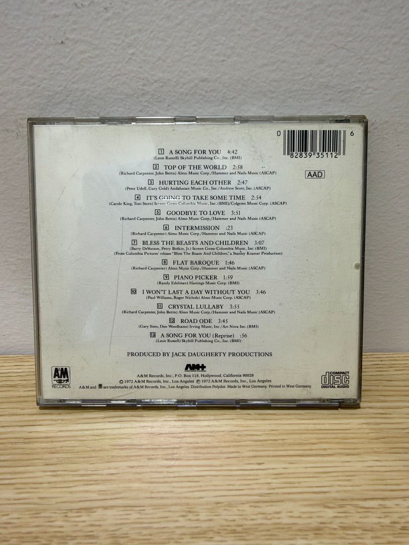 [CD] Carpenters - A Song For You, Hobbies & Lifestyle, Music & Media ...