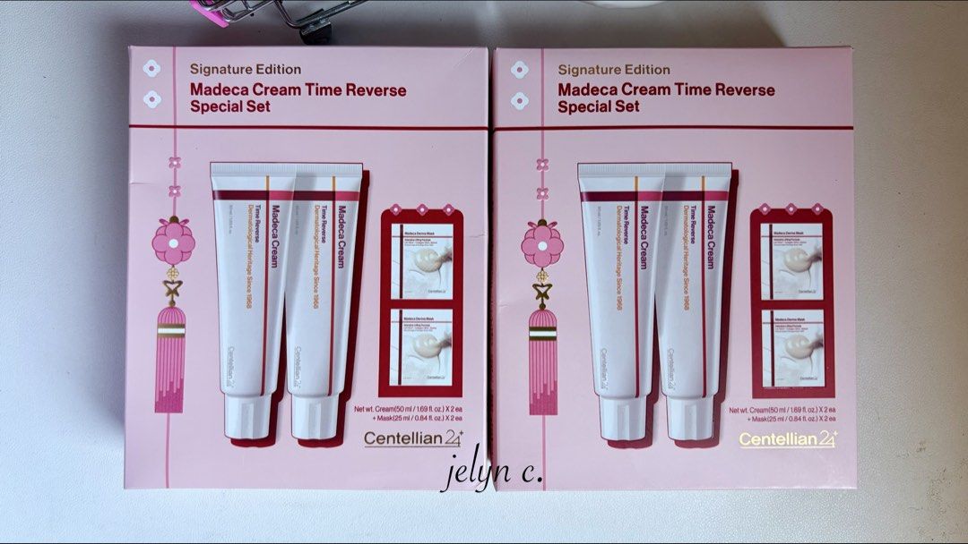 Centellian24 Madeca Cream Time Reverse Special Set (Category: Face Care) located in Urdaneta. Submitted by jelyncamba (Listing ID 1466958407, Image 1). Description: Centellian24 Special Signature Bundle Set - CreamX2, MaskX2 This set includes: - 2x Madeca Cream Time Reverse Moisturizer 50ml - 2x Madeca Derma Mask III Intensive Formula.