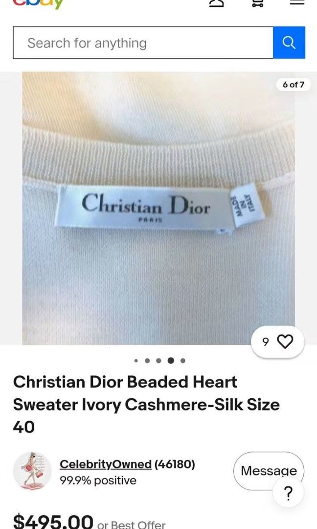 Christian Dior Beaded Minimalist (Category: Blouses) located in Angeles City. Submitted by mjshoppingretail (Listing ID 1466923020, Image 3). Description: deyur Cashmere like new size meduim.