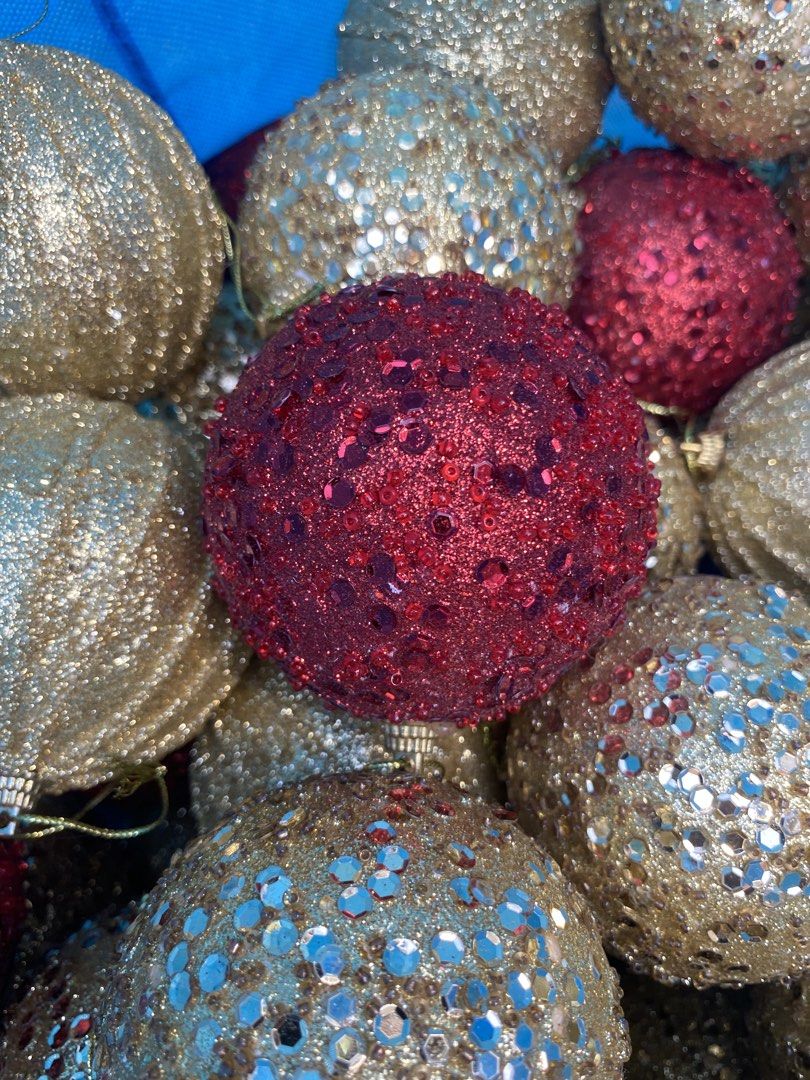 Christmas balls (Category: Other Home Decor) located in Caloocan City. Submitted by declutterlov (Listing ID 1466810310, Image 3). Description: 65 pcs Gold color balls Used last year only.
