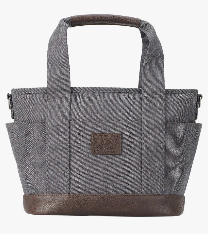 Hakuba Chululu Camera Tote Bag (Category: Camera Bags & Carriers) located in Pasig City. Submitted by nakamuraka (Listing ID 1466774537, Image 1). Description: - Trendy charcoal grey denim with durable brown faux leather trim - Padded interior with customizable dividers for DSLR body and lenses - Secure zippered top closure to keep your equipment safe - Multiple exterior pockets on front and sides for accessories and phone - Dual top handles and 