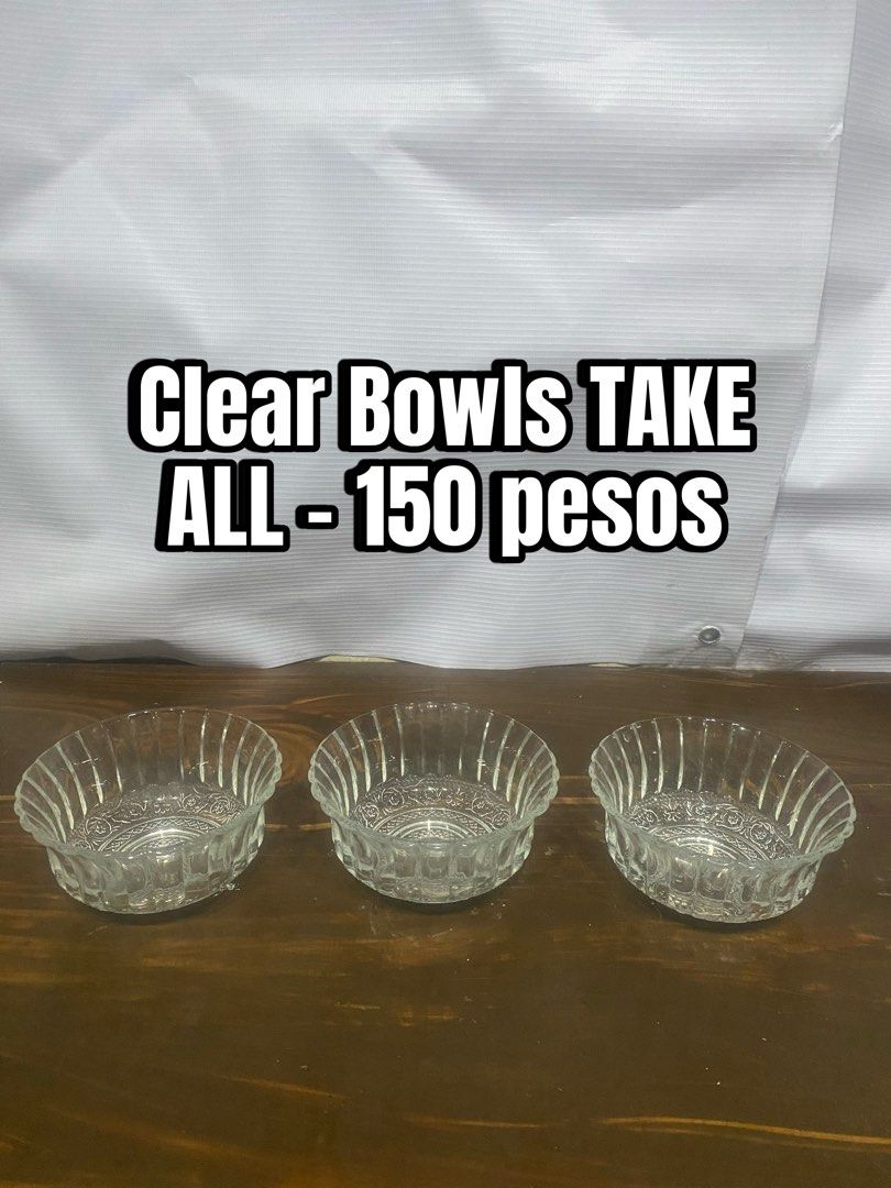 Clear Bowls TAKE ALL (Category: Other Kitchenware & Tableware) located in Manila. Submitted by dealrack (Listing ID 1466783236, Image 1). Description: .