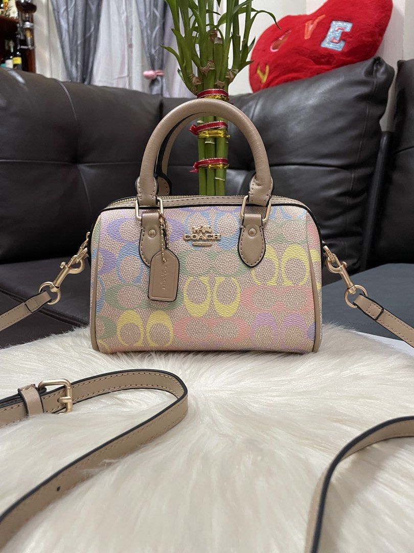 Coach Mini Rowan (Category: Cross-body Bags) located in Mandaue City. Submitted by ludz_0246 (Listing ID 1466905652, Image 1). Description: Ykk Zipper Gold Hardware Small Size Detachable strap Top handle Creed and etekita Good as new condition.