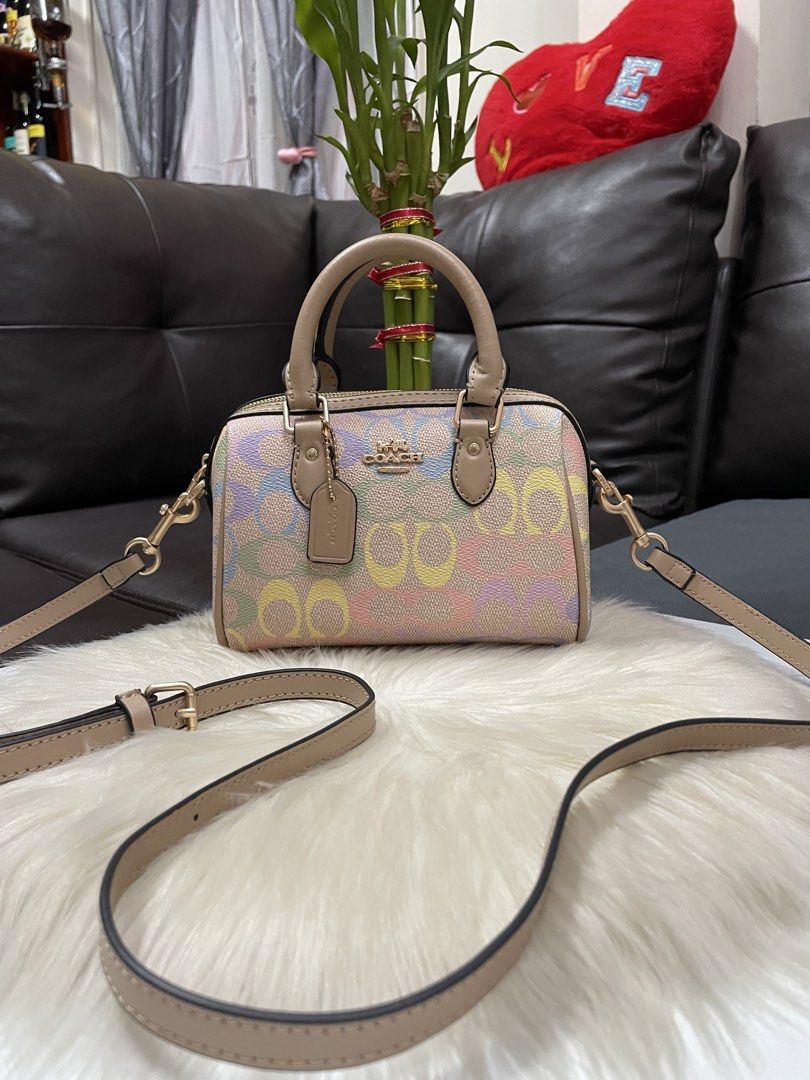 Coach Mini Rowan (Category: Cross-body Bags) located in Mandaue City. Submitted by ludz_0246 (Listing ID 1466905652, Image 2). Description: Ykk Zipper Gold Hardware Small Size Detachable strap Top handle Creed and etekita Good as new condition.