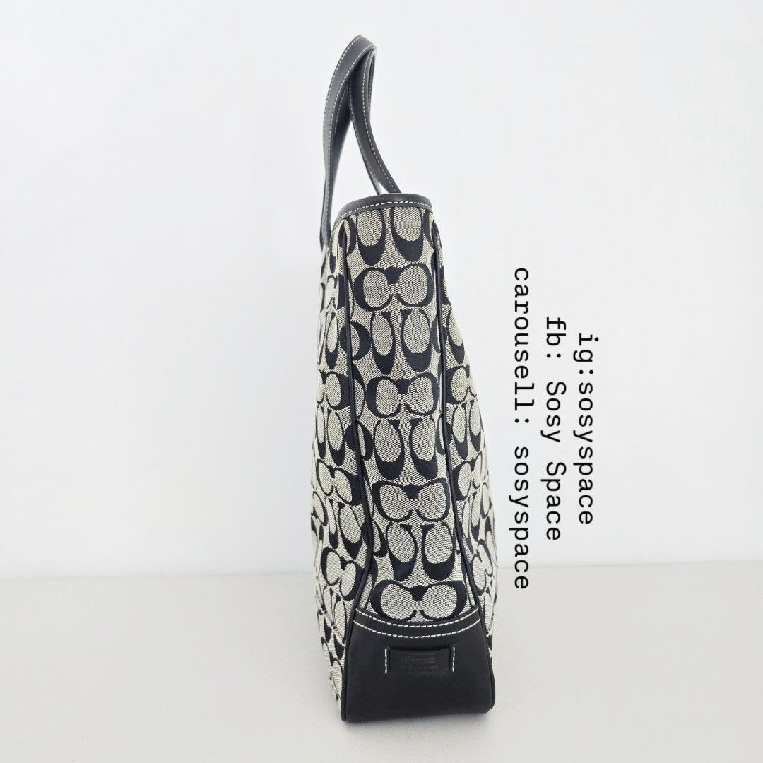 Coach Monogram Vertical Tote Bag (Category: Luxury Bags & Wallets) located in Lucena. Submitted by sosyspace (Listing ID 1466791801, Image 2). Description: C. O. A. C. H. 01B1P233 Hamptons Signature Business Multu-Function Vertical Tote Bag Iconic signature monogram jacquard fabric with structured black lwather trim and handles 29x9x17cm Condition: PRE-OWNED LIKE NEW NEVER USED signs of storage vintage and rare hard to find in this condition Pric