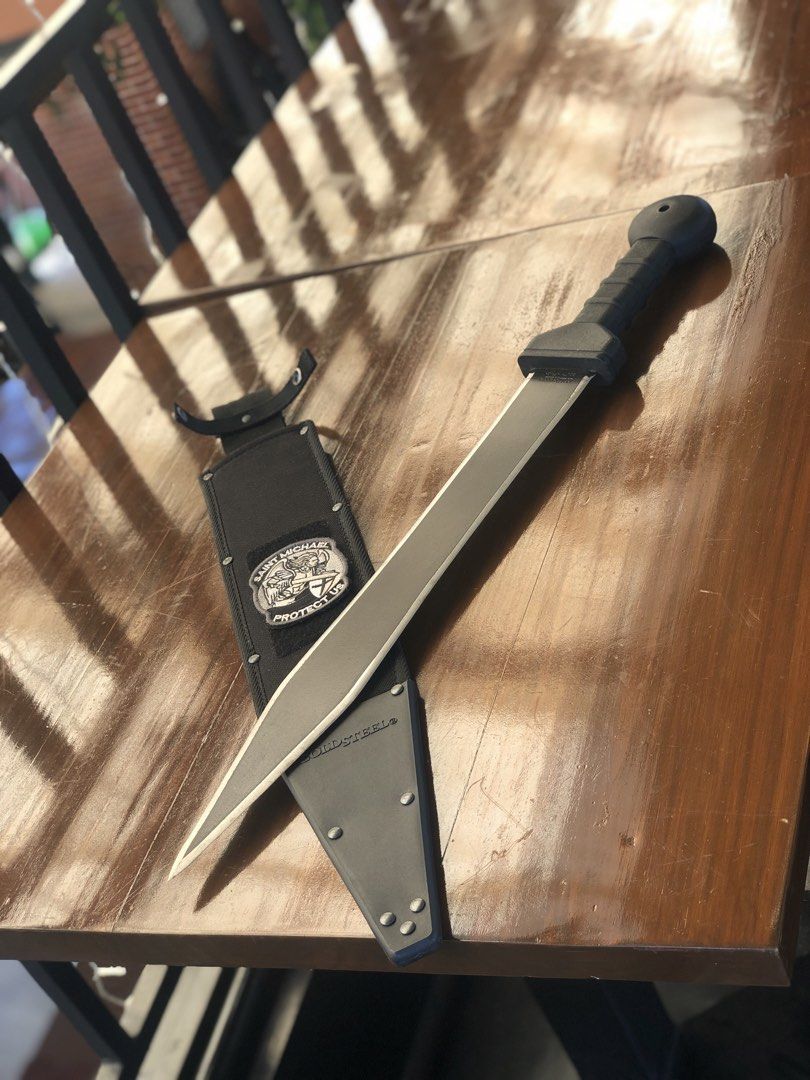 Cold Steel Gladius Machete (Category: Knives & Chopping Boards) located in Manila. Submitted by bulao03 (Listing ID 1466832272, Image 1). Description: Used but not abused - Bonus: Removable 'Saint Michael Protect Us' tactical patch with Velcro backing .