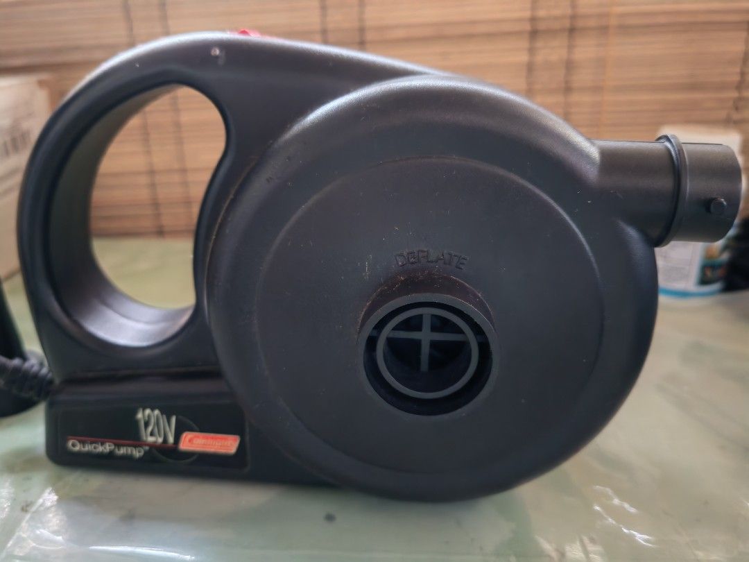 Coleman 120V QuickPump Air Pump with Nozzles (Category: Hiking & Camping) located in Trece Martires City. Submitted by chipmaster74 (Listing ID 1466780369, Image 2). Description: - Authentic Coleman 120V QuickPump, tested and 100% working normally - Fast inflation and deflation for air beds, pool floats, and camping gear - Plugs conveniently into standard wall outlets - Includes 2 different nozzle attachments to fit various valve types - Compact 