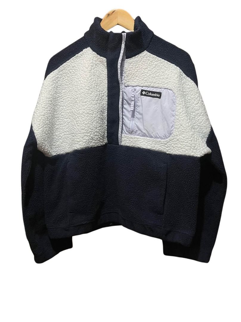 Columbia Sherpa Fleece Half Zip Pullover Jacket Navy White (Category: Coats, Jackets and Outerwear) located in Pasig City. Submitted by 7hriftedavenue_2025_dd94 (Listing ID 1466877428, Image 1). Description: 📌Columbia Women's Sherpa Fleece Pullover Jacket Relaxed Fit Blue 📏Size: W-22/L-23 🏷️:W-Large 💰₱600.