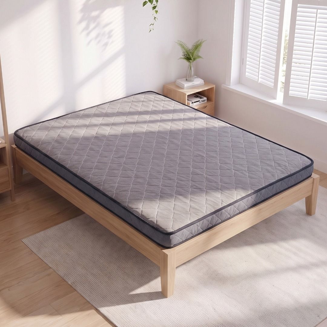 COMPRESSED FOAM MATTRESS- Comportable ,Space-Saving, and Affordable (Category: Bed Frames & Mattresses) located in Manila. Submitted by rarewhale_487098 (Listing ID 1466858606, Image 2). Description: - Scientific deep sleep mattress with a stylish neutral grey quilted cover - Breathable cooling fabric to keep you comfortable all night - Zero-motion pocketed springs prevent disturbance from tossing and turning - Firm coconut coir layer for optimal