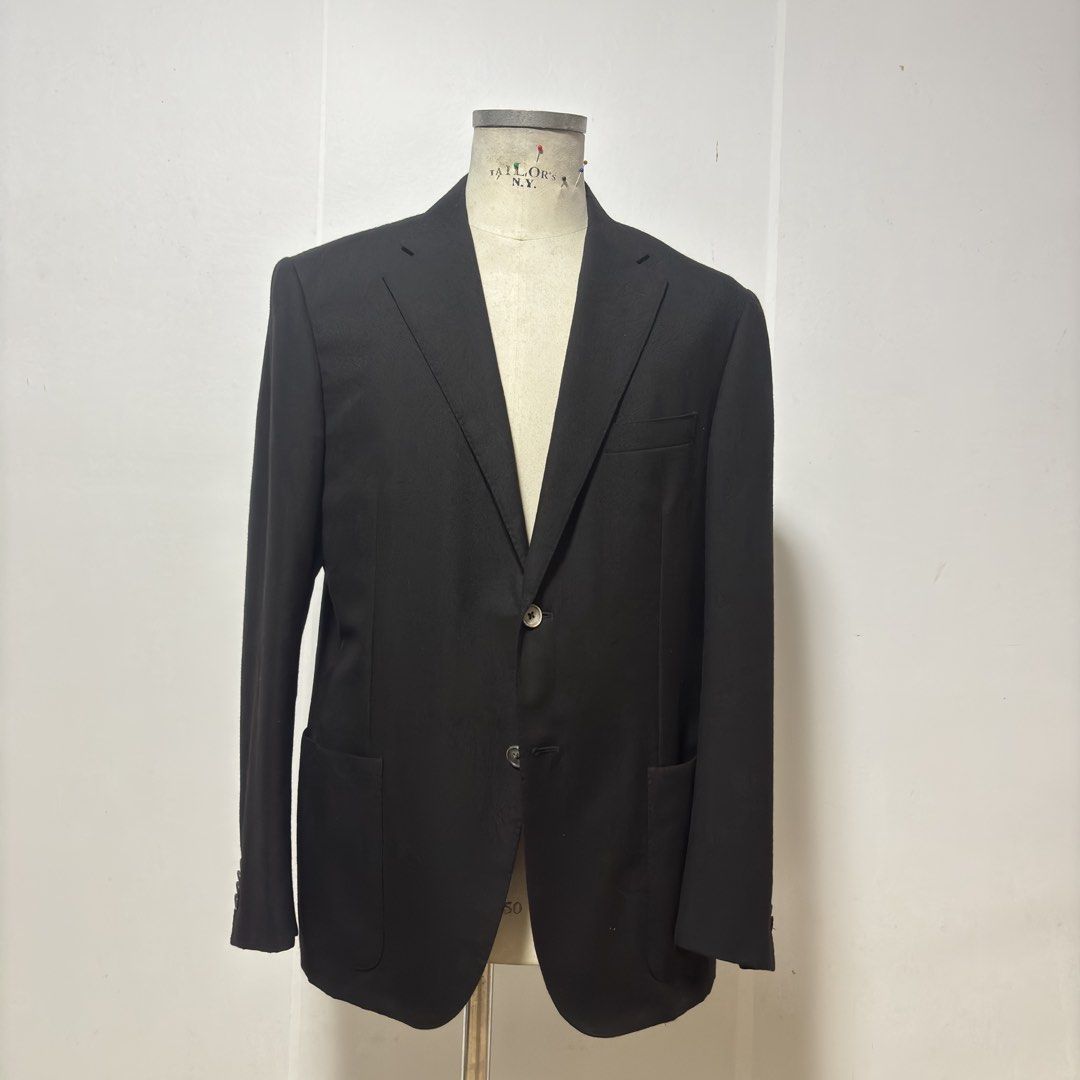 Corneliani Black open weave wool tailored Jacket (Category: Coats, Jackets and Outerwear) located in Baguio. Submitted by jimbles_28 (Listing ID 1466917428, Image 1). Description: Tagged size 52 Half-lined Full canvas Mother or pearl buttons Shoulder Width-19.5 inches Sleeve length- 25 inches Back length-30 inches Width- 20 inches Fronth length- 30.5 inched.
