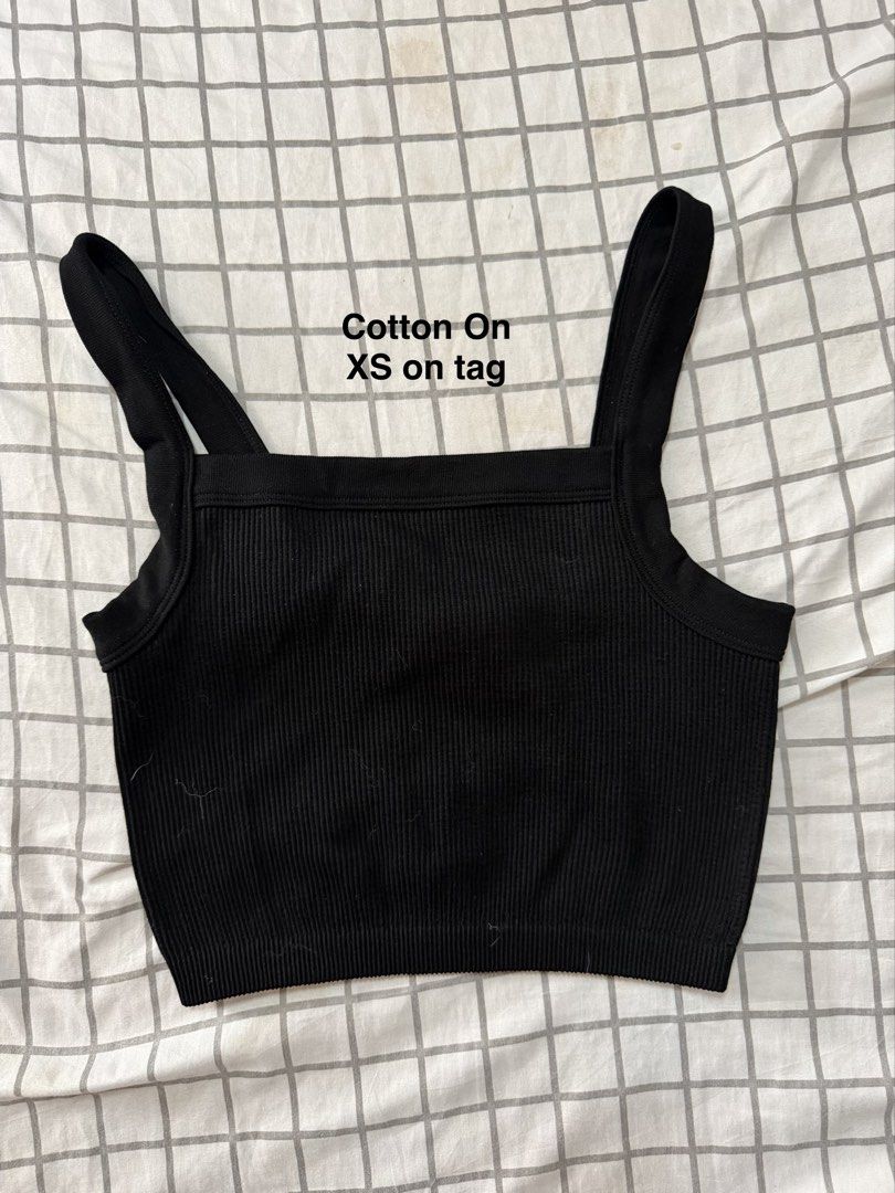Cotton On black ribbed square-neck crop (Category: Sleeveless) located in Quezon City. Submitted by pinkystrends.co (Listing ID 1466851981, Image 1). Description: .
