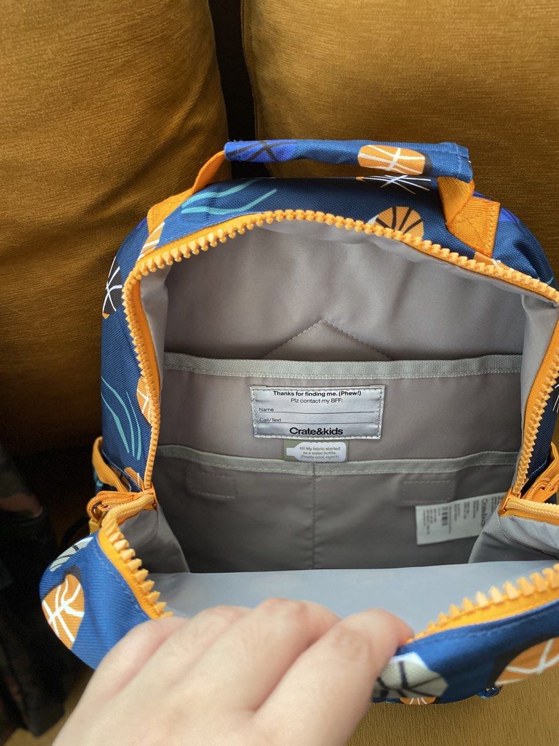 Crate & Kids Basketball Backpack and Camo Backpack Bundle (Category: Backpacks) located in Batangas. Submitted by lux_kimmy (Listing ID 1466883564, Image 3). Description: - Set of 2 versatile kids backpacks, perfect for school, sports, or day trips - Bag 1: Crate & Kids blue basketball print, brand new with original tags, features eco-friendly fabric and interior name tag slot - Bag 2: Classic camo design in green, brown, and black with Children 