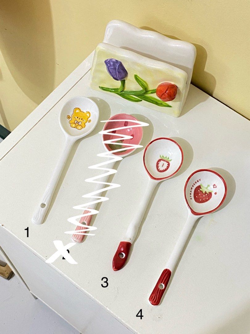CUTE CERAMIC SPOONS (Category: Other Kitchenware & Tableware) located in Dasmarinas. Submitted by hannah.oakph (Listing ID 1466835530, Image 2). Description: let me know which number you'll get! :).