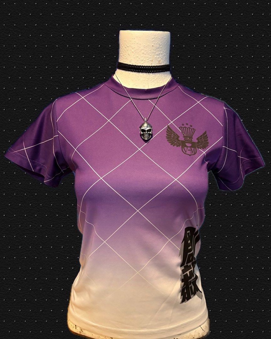 Cyber Y2K Purple Gradient Grid Mock Neck Jersey Top (Category: Shirts) located in Quezon City. Submitted by zieliv (Listing ID 1466967805, Image 1). Description: DECLUTTERING! ☠️ Kindly read the description before inquiring. If interested, send me a message. Get or pass is appreciated. °+* For sale preloved items! *+° Mine now and pay within 24 hrs after invoice. ITEM DETAILS: • Style: Cyber Y2K / J-Goth Purple to White Gradient Grid Mock Neck Te