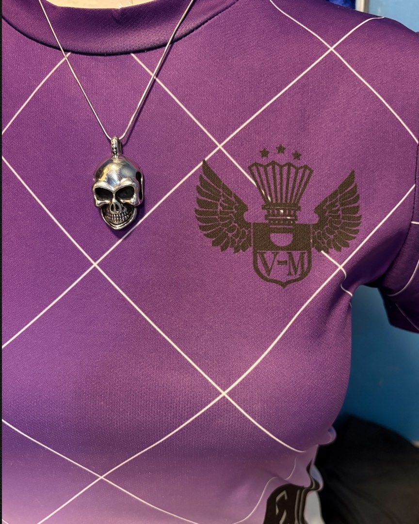 Cyber Y2K Purple Gradient Grid Mock Neck Jersey Top (Category: Shirts) located in Quezon City. Submitted by zieliv (Listing ID 1466967805, Image 3). Description: DECLUTTERING! ☠️ Kindly read the description before inquiring. If interested, send me a message. Get or pass is appreciated. °+* For sale preloved items! *+° Mine now and pay within 24 hrs after invoice. ITEM DETAILS: • Style: Cyber Y2K / J-Goth Purple to White Gradient Grid Mock Neck Te