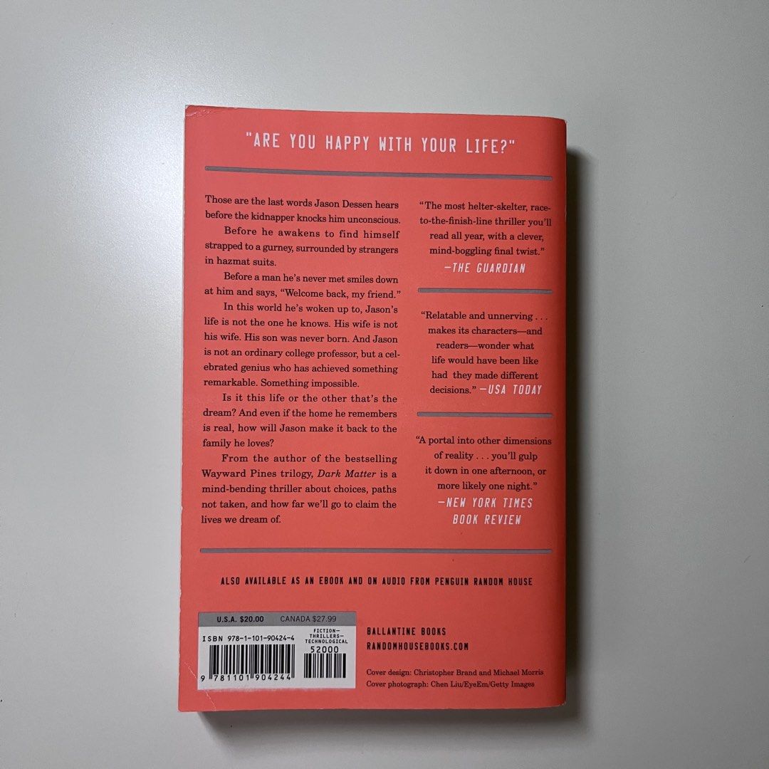 Dark Matter by Blake Crouch (Category: Storybooks) located in Quezon City. Submitted by uberimatcha (Listing ID 1466855421, Image 2). Description: Like new. Recent purchase and only read once. Loc: QC MOP: Gcash/BDO Bank Transfer MOD: SDD via Lalamove or Grab.