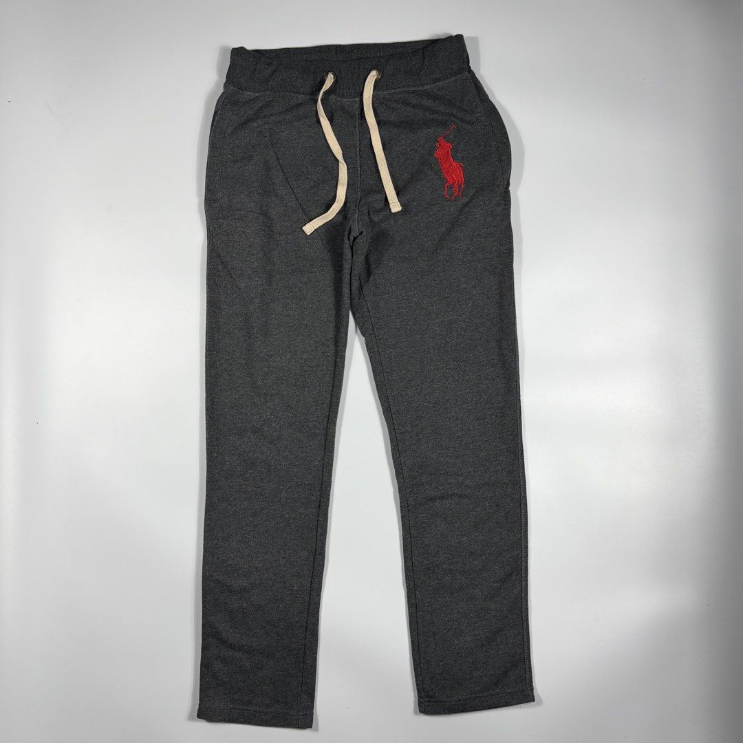 Denim & Supply Ralph Lauren Sweatpants (Category: Joggers) located in Bacolod City. Submitted by freshstuff13 (Listing ID 1466892912, Image 1). Description: - Brand: Denim & Supply Ralph Lauren - Color: Dark grey heather - Size: Large (175/96A) - Material: 100% cotton with French terry interior lining - Details: Large embroidered red polo player on left hip, thick cream drawstring waist, ribbed cuffs, and single back pocket - Condition: Clean pie