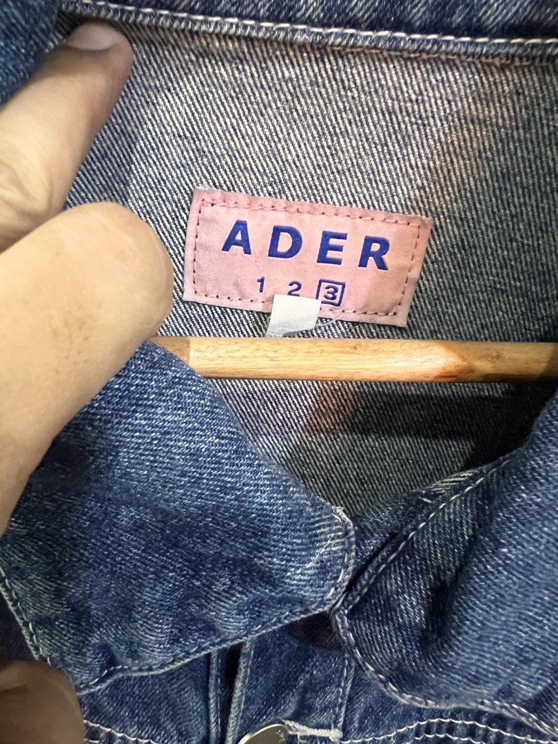 Denim Jacket (Category: Activewear) located in Manila. Submitted by teampuyat224792 (Listing ID 1466804304, Image 2). Description: brand - Ader Error condition - Pristine size - Large dimes - 25W - 26L .