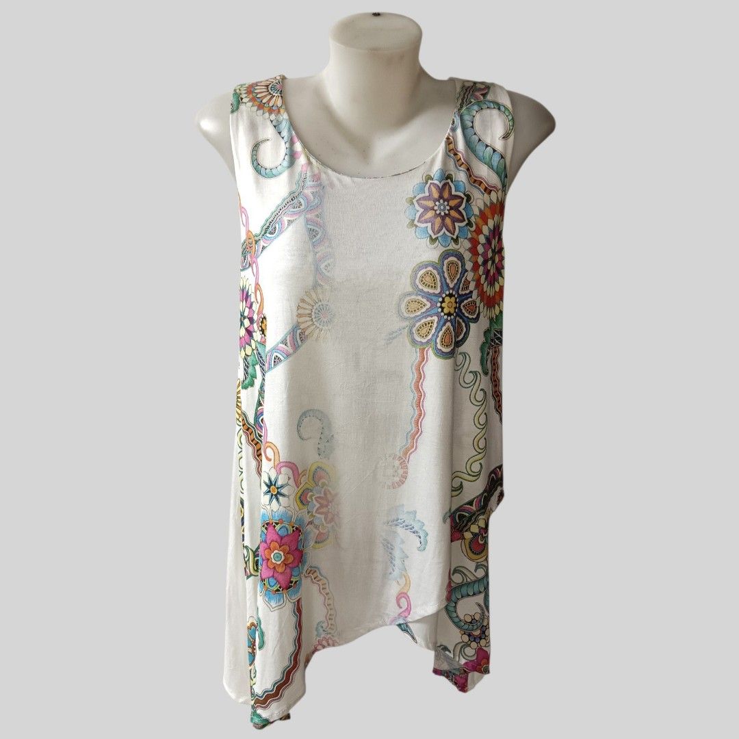 Desigual Double Layered Top (Category: Luxury Apparel) located in Davao. Submitted by thriftbuddy (Listing ID 1466813050, Image 2). Description: size M on tag excellent condition 9/10 colorate cutted wash tag (authentic) see photos for details still presentable to wear.
