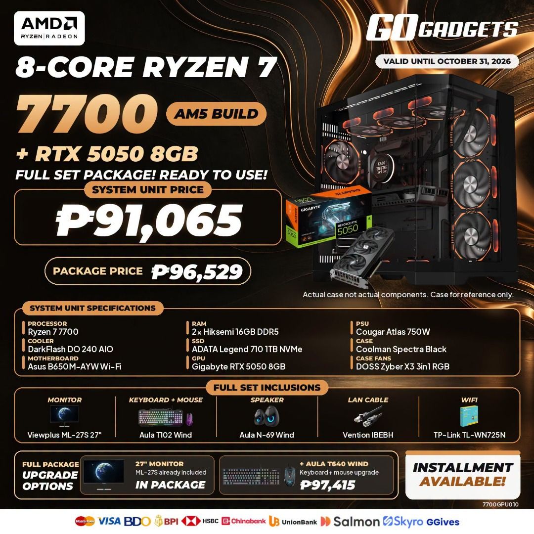DESKTOP SET RYZEN 7 7700 AM5 BUILD (Category: Desktops) located in Caloocan City. Submitted by brightfalcon.8419cc (Listing ID 1466849790, Image 1). Description: .